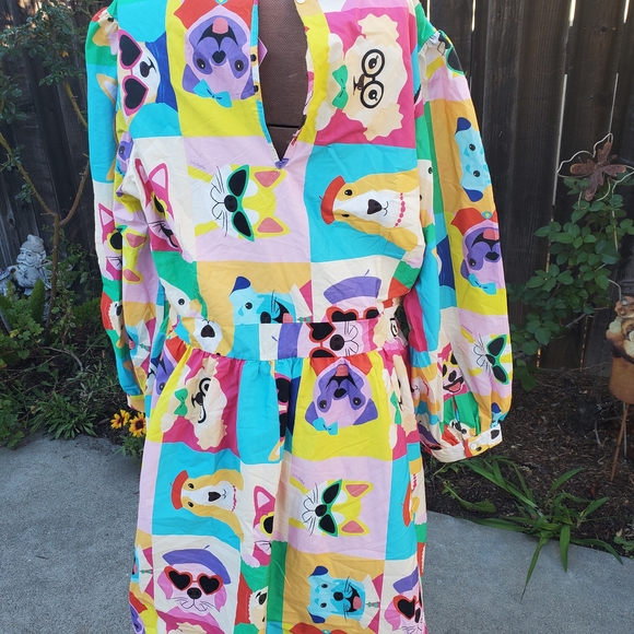 Popart Dog Print By Julyliebe Print Dress - Picture 6 of 7